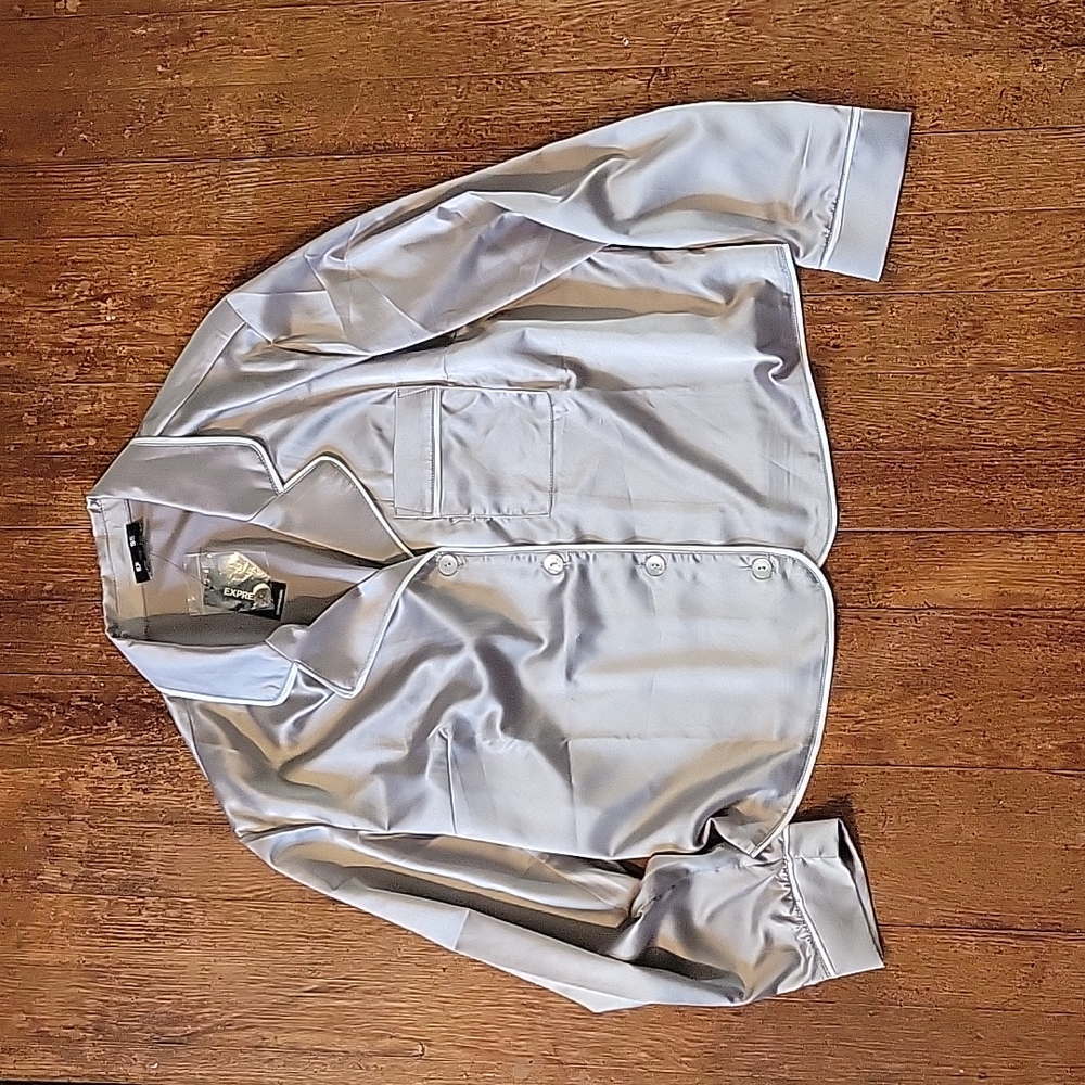NWT Express Satin Button Up Shirt M